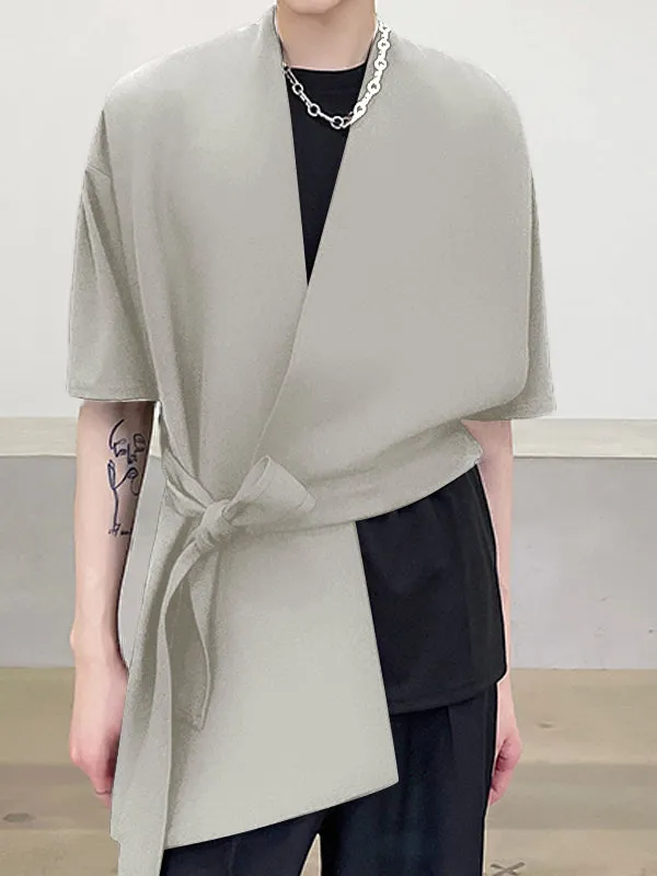 Mens Solid Irregular Slanting Lapel Sleeveless Waistcoat SKUK63090 sold by Incerunmen product image thumbnail 3