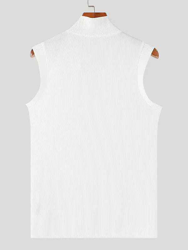 Mens Solid Knit Textured Notched Neck Vest SKUK64843 sold by Incerunmen product image thumbnail 4