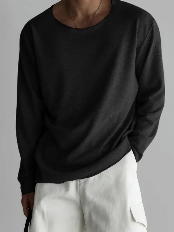 Mens Solid Crew Neck Long Sleeve T-Shirt SKUK64340 sold by Incerunmen