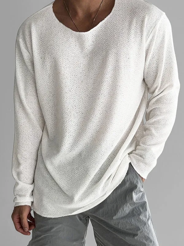 Mens Solid Crew Neck Long Sleeve T-Shirt SKUK64340 sold by Incerunmen product image thumbnail 3