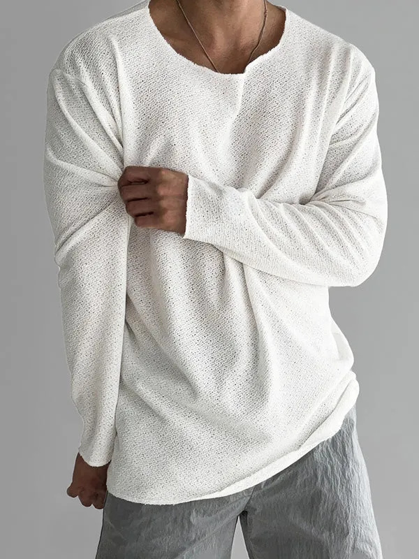 Mens Solid Crew Neck Long Sleeve T-Shirt SKUK64340 sold by Incerunmen product image thumbnail 4