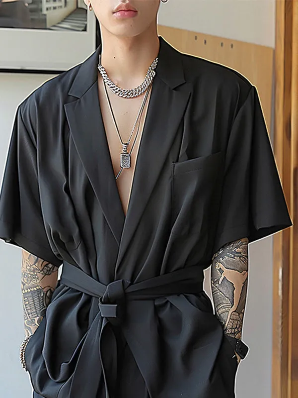 Mens Solid Short Sleeve Two Pieces Outfits SKUK61910 sold by Incerunmen product image thumbnail 2