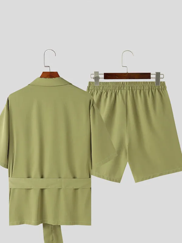 Mens Solid Short Sleeve Two Pieces Outfits SKUK61910 sold by Incerunmen product image thumbnail 5