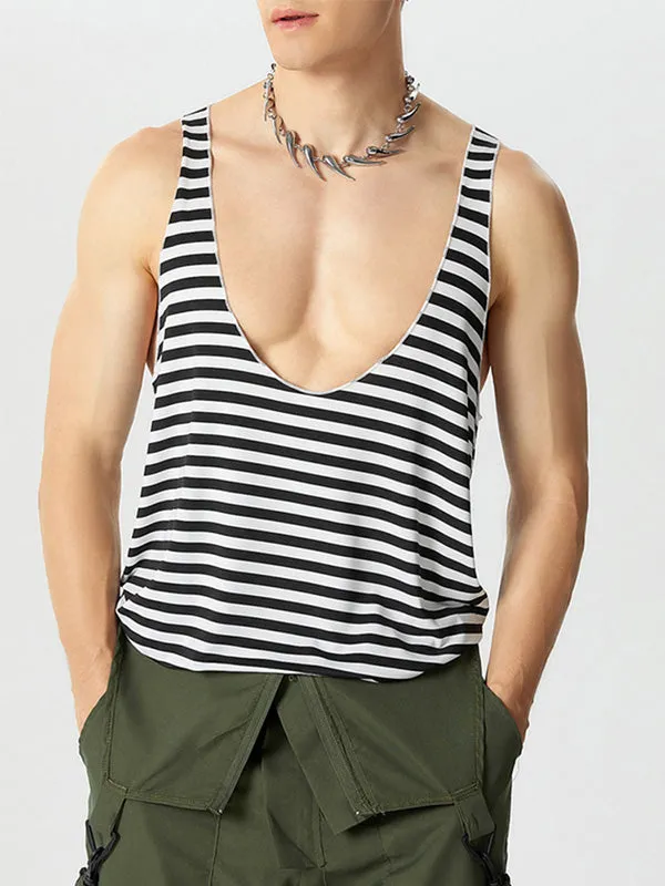 Mens Striped U-Neck Sleeveless Casual Vest SKUK63279 sold by Incerunmen