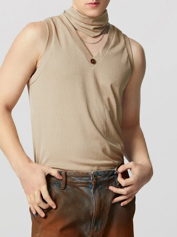 Mens Solid Textured V-Neck Sleeveless Vest SKUK63980 sold by Incerunmen product image thumbnail 3