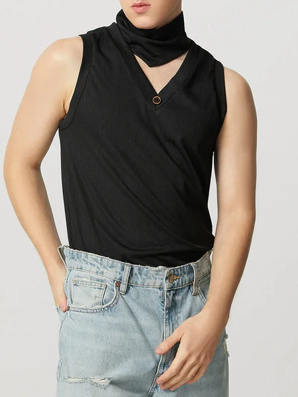 Mens Solid Textured V-Neck Sleeveless Vest SKUK63980 sold by Incerunmen