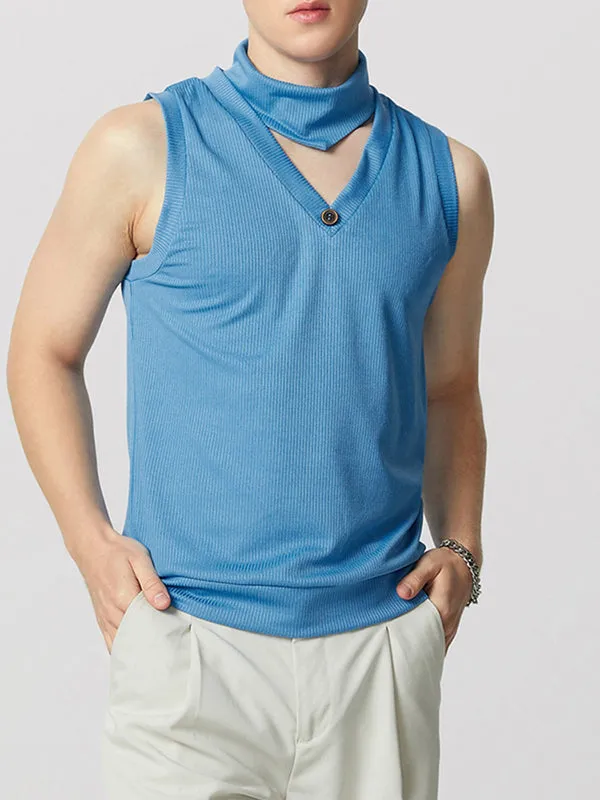 Mens Solid Textured V-Neck Sleeveless Vest SKUK63980 sold by Incerunmen product image thumbnail 2