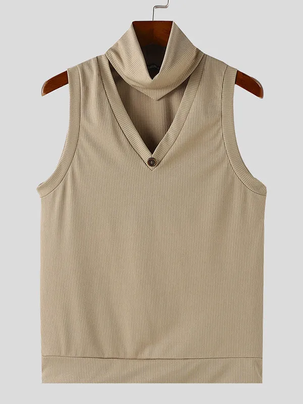Mens Solid Textured V-Neck Sleeveless Vest SKUK63980 sold by Incerunmen product image thumbnail 4