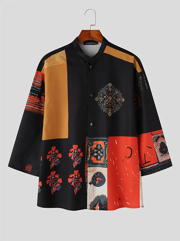 Mens Ethnic Print Stand Collar Casual Shirt SKUK58520 sold by Incerunmen product image thumbnail 2