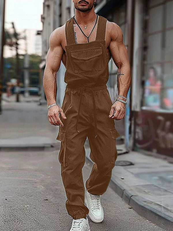 Mens Solid Cargo Pockets Casual Overalls SKUK61931 sold by Incerunmen product image thumbnail 2