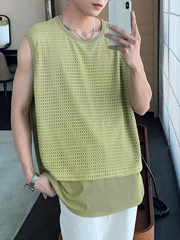 Mens Mesh Patchwork Crew Neck Sleeveless Vest SKUK62627 sold by Incerunmen product image thumbnail 2