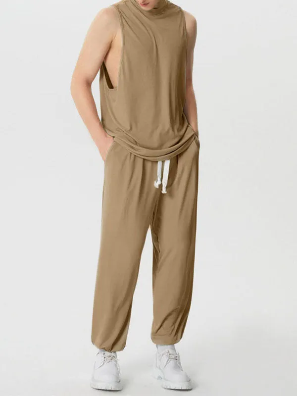 Mens Solid High Neck Sleeveless Two Pieces Outfits SKUK61577 sold by Incerunmen product image thumbnail 4