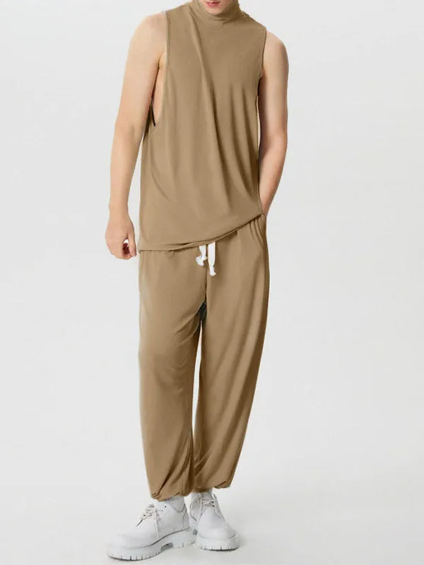 Mens Solid High Neck Sleeveless Two Pieces Outfits SKUK61577 sold by Incerunmen product image thumbnail 3