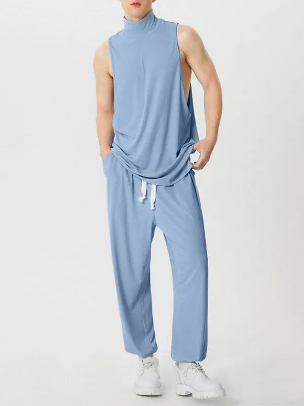 Mens Solid High Neck Sleeveless Two Pieces Outfits SKUK61577 sold by Incerunmen product image thumbnail 5