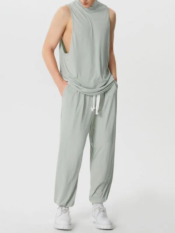 Mens Solid High Neck Sleeveless Two Pieces Outfits SKUK61577 sold by Incerunmen product image thumbnail 2