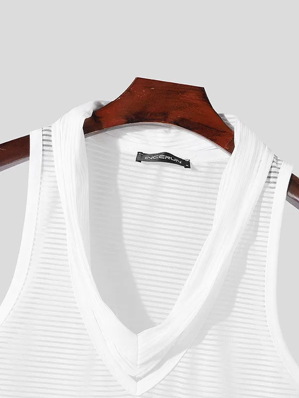 Mens Mesh See Through Double Necked Vest SKUK60651 sold by Incerunmen product image thumbnail 5