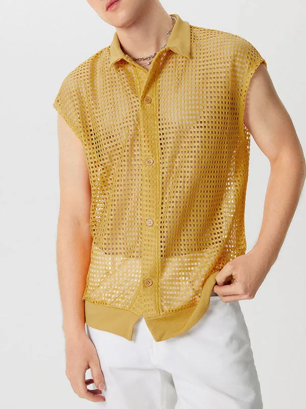 Mens Solid Mesh See Through Casual Shirt SKUK55783 sold by Incerunmen product image thumbnail 4