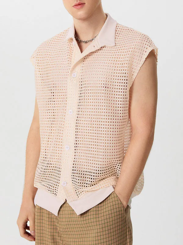 Mens Solid Mesh See Through Casual Shirt SKUK55783 sold by Incerunmen product image thumbnail 2