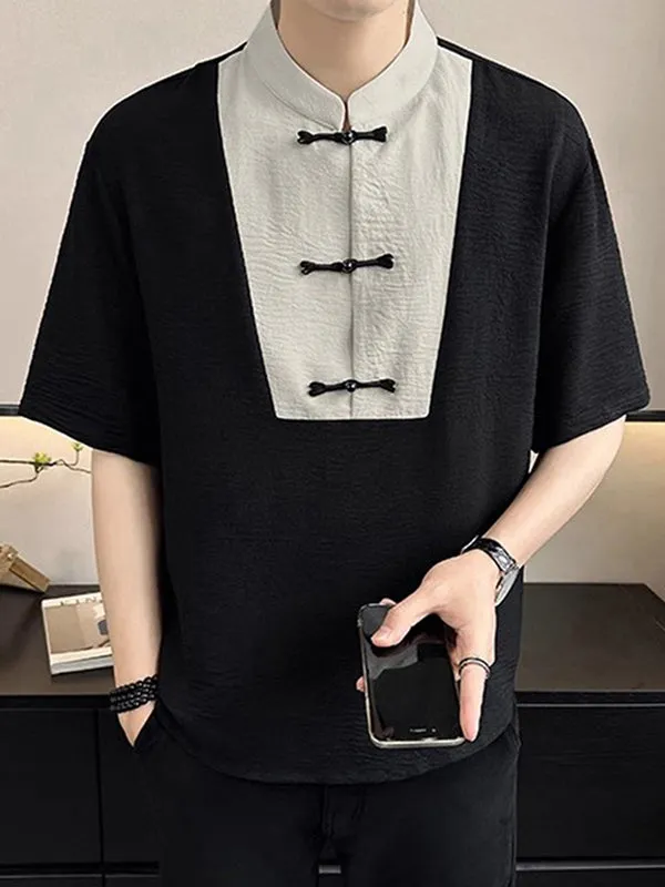 Mens New Chinese Style Stand Collar Shirt SKUK58740 sold by Incerunmen