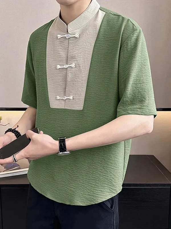 Mens New Chinese Style Stand Collar Shirt SKUK58740 sold by Incerunmen product image thumbnail 4