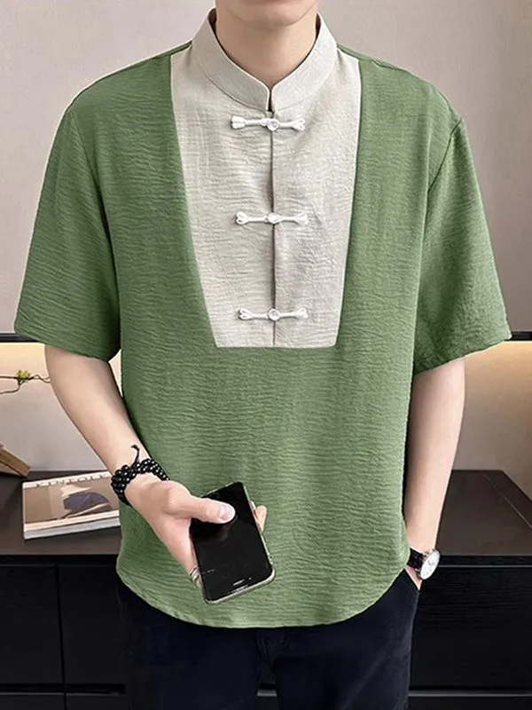 Mens New Chinese Style Stand Collar Shirt SKUK58740 sold by Incerunmen product image thumbnail 3