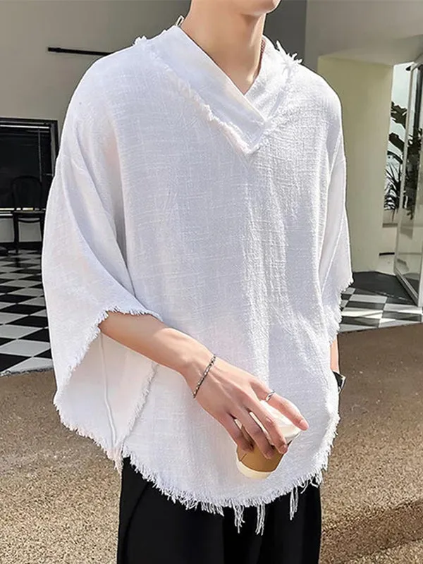 Mens Raw Edge High-Low Hem T-Shirt SKUK58846 sold by Incerunmen product image thumbnail 5