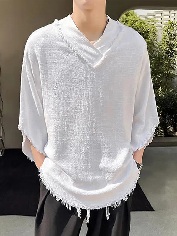 Mens Raw Edge High-Low Hem T-Shirt SKUK58846 sold by Incerunmen product image thumbnail 4