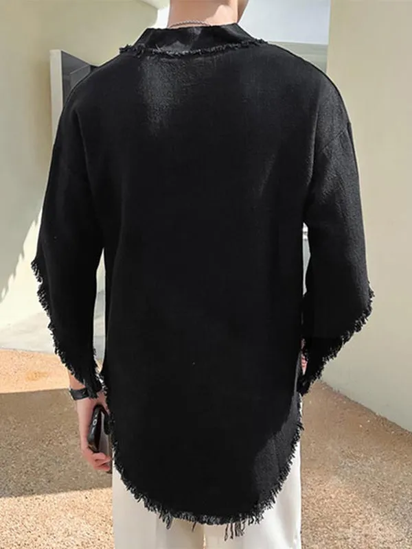 Mens Raw Edge High-Low Hem T-Shirt SKUK58846 sold by Incerunmen product image thumbnail 3