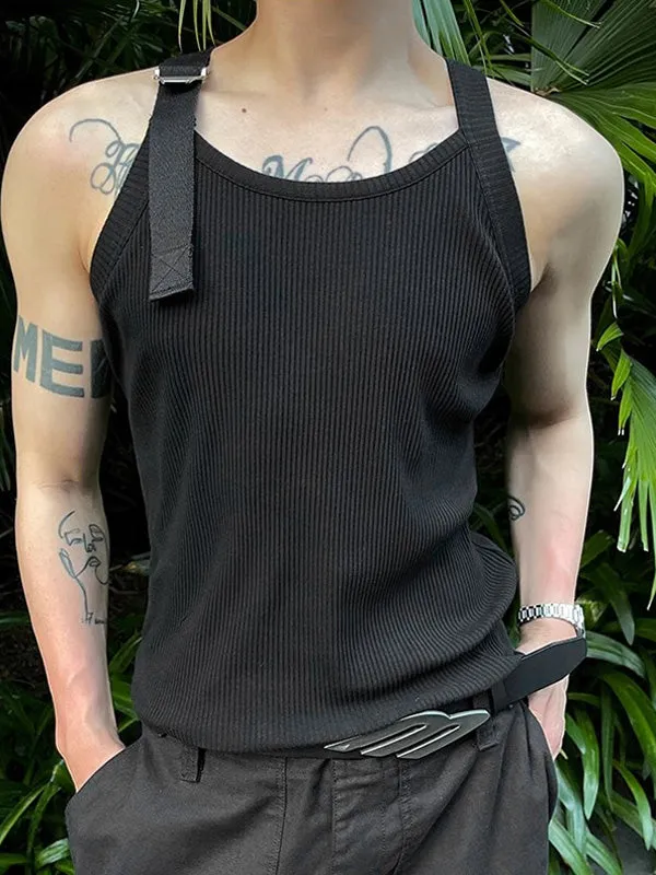 Mens Solid Metal Button U-Neck Sleeveless Vest SKUK57432 sold by Incerunmen