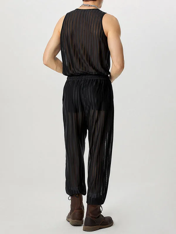 Mens Striped See Through V-Neck Jumpsuit SKUK51122 sold by Incerunmen product image thumbnail 3
