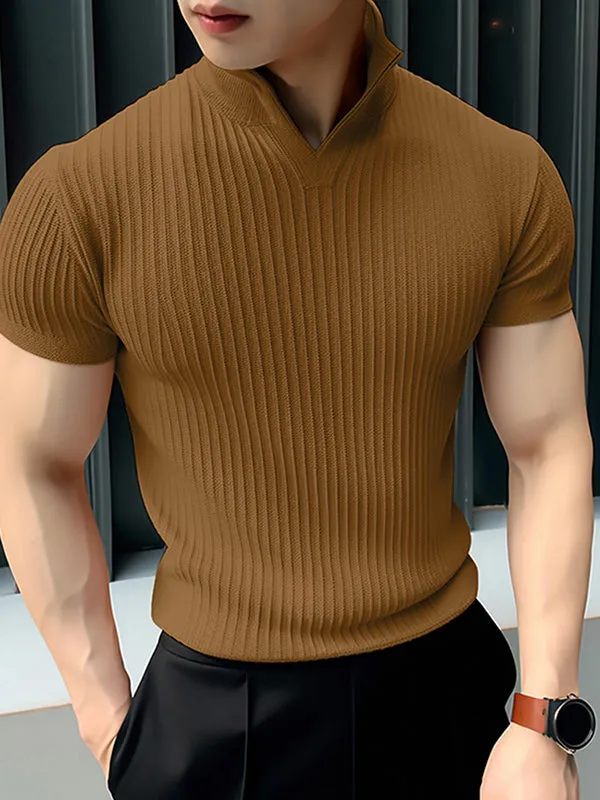 Mens Solid Textured Casual Short Sleeve T-Shirt SKUK54546 sold by Incerunmen product image thumbnail 2