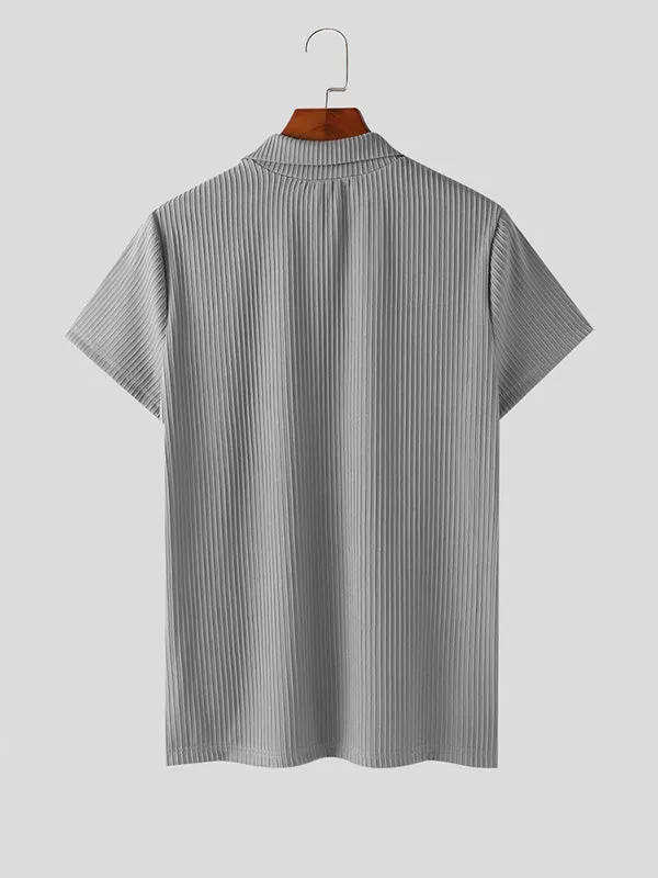 Mens Solid Textured Casual Short Sleeve T-Shirt SKUK54546 sold by Incerunmen product image thumbnail 5