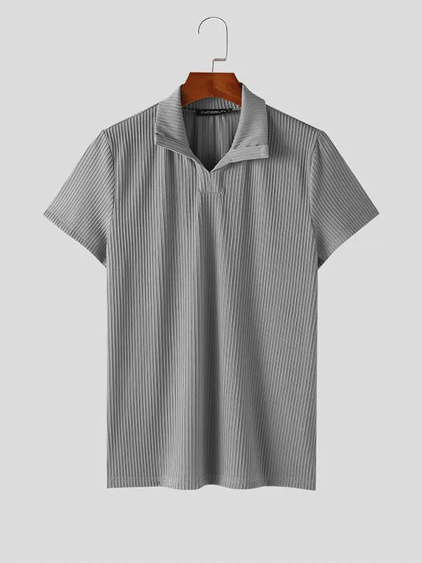 Mens Solid Textured Casual Short Sleeve T-Shirt SKUK54546 sold by Incerunmen product image thumbnail 4