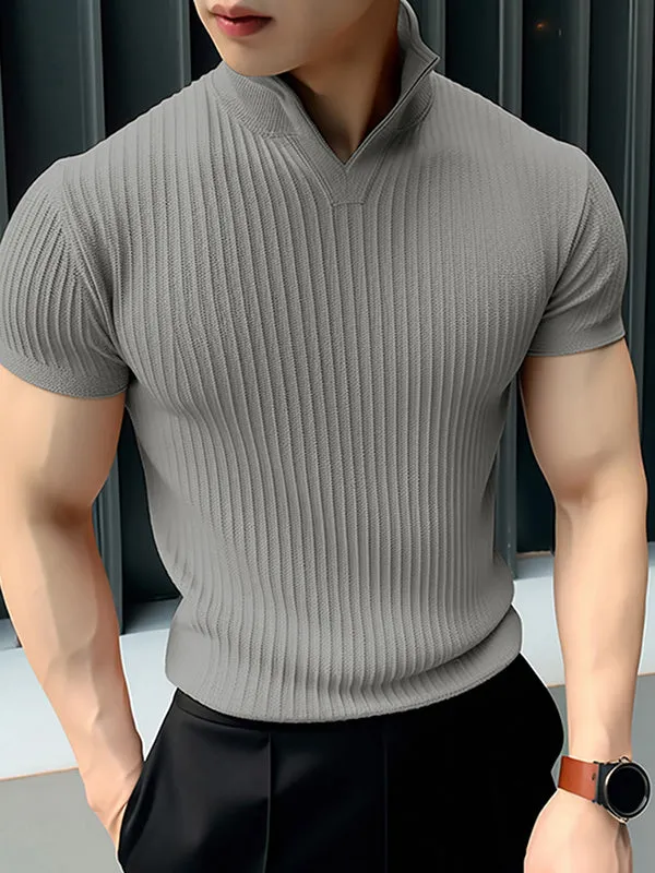 Mens Solid Textured Casual Short Sleeve T-Shirt SKUK54546 sold by Incerunmen product image thumbnail 3