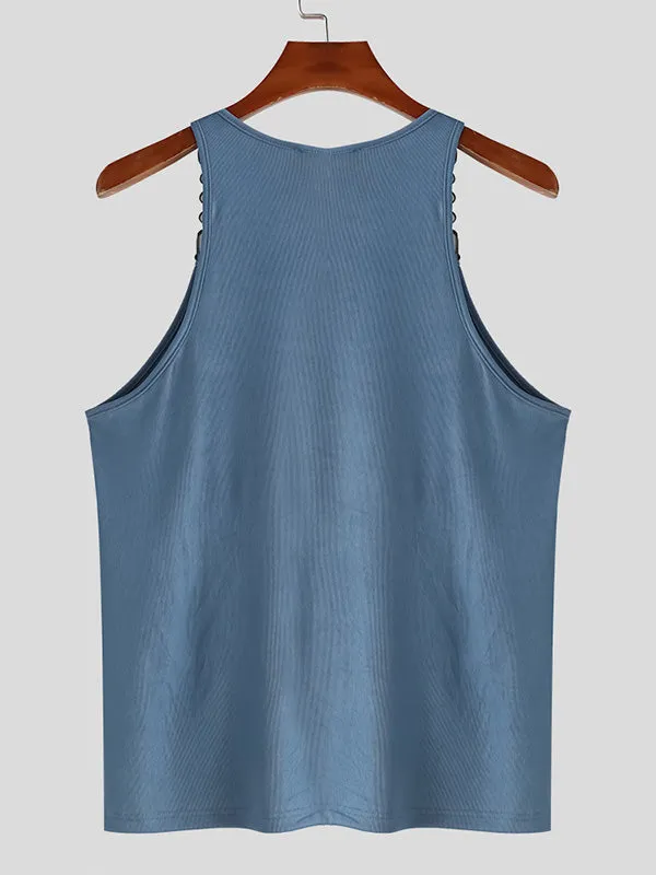 Mens Solid Metal Chain U-Neck Sleeveless Vest SKUK54949 sold by Incerunmen product image thumbnail 5