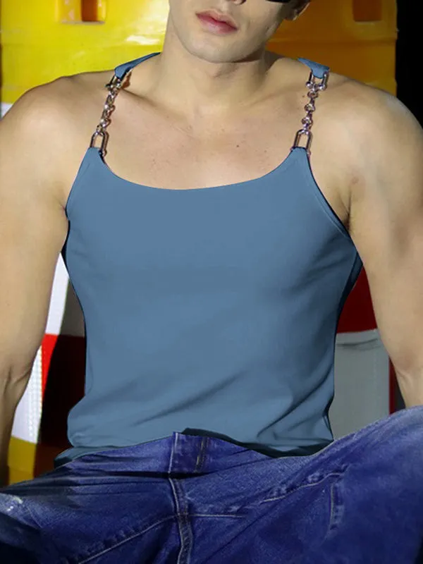 Mens Solid Metal Chain U-Neck Sleeveless Vest SKUK54949 sold by Incerunmen product image thumbnail 3