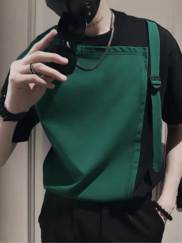 Mens Patchwork Crew Neck Short Sleeve T-Shirt SKUK46415 sold by Incerunmen