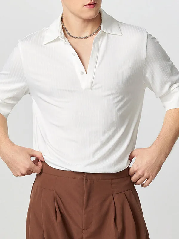 Mens Solid Textured Casual Short Sleeve Shirt SKUK51182 sold by Incerunmen product image thumbnail 5