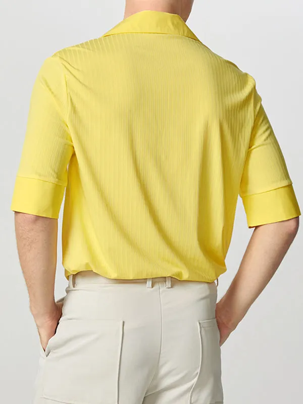 Mens Solid Textured Casual Short Sleeve Shirt SKUK51182 sold by Incerunmen product image thumbnail 4