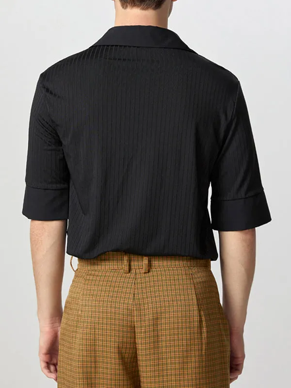 Mens Solid Textured Casual Short Sleeve Shirt SKUK51182 sold by Incerunmen product image thumbnail 2