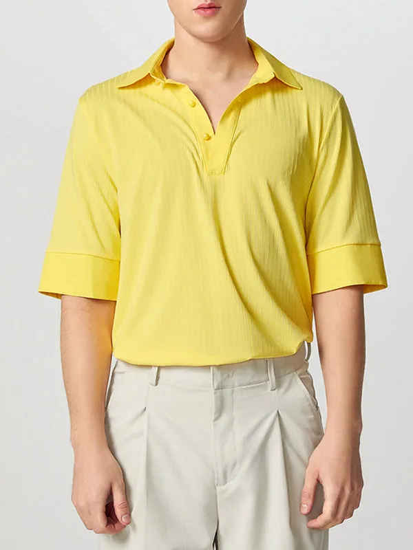 Mens Solid Textured Casual Short Sleeve Shirt SKUK51182 sold by Incerunmen product image thumbnail 3