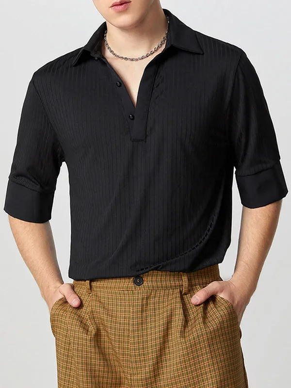 Mens Solid Textured Casual Short Sleeve Shirt SKUK51182 sold by Incerunmen