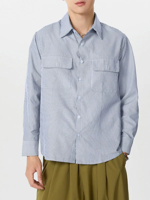 Mens Striped Double Pockets Long Sleeve Shirt SKUK53614 sold by Incerunmen product image thumbnail 5