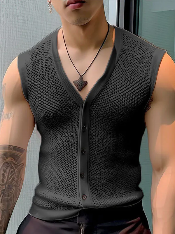 Mens Mesh See Through V-Neck Sleeveless Vest SKUK51015 sold by Incerunmen