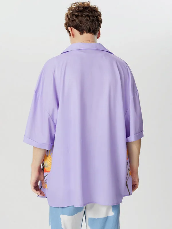 Mens Floral Print Revere Collar Short Sleeve Shirt SKUK51989 sold by Incerunmen product image thumbnail 4
