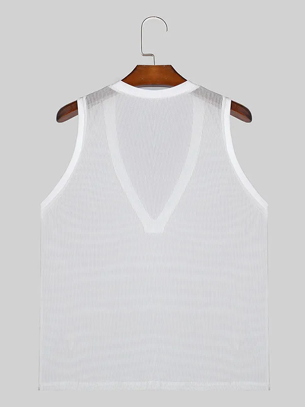 Mens Hollow See Through Knit Sleeveless Vest SKUK52272 sold by Incerunmen product image thumbnail 4