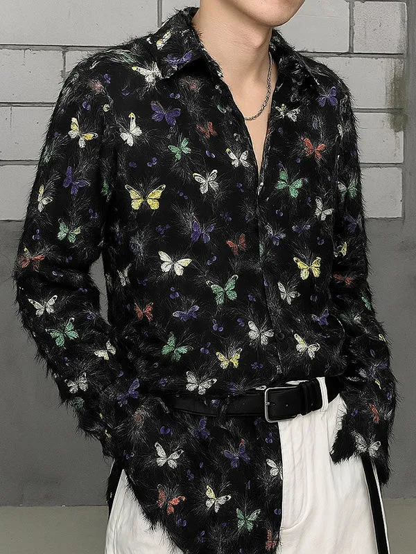 Mens Butterfly Print Fringe Design Shirt SKUK51685 sold by Incerunmen product image thumbnail 4