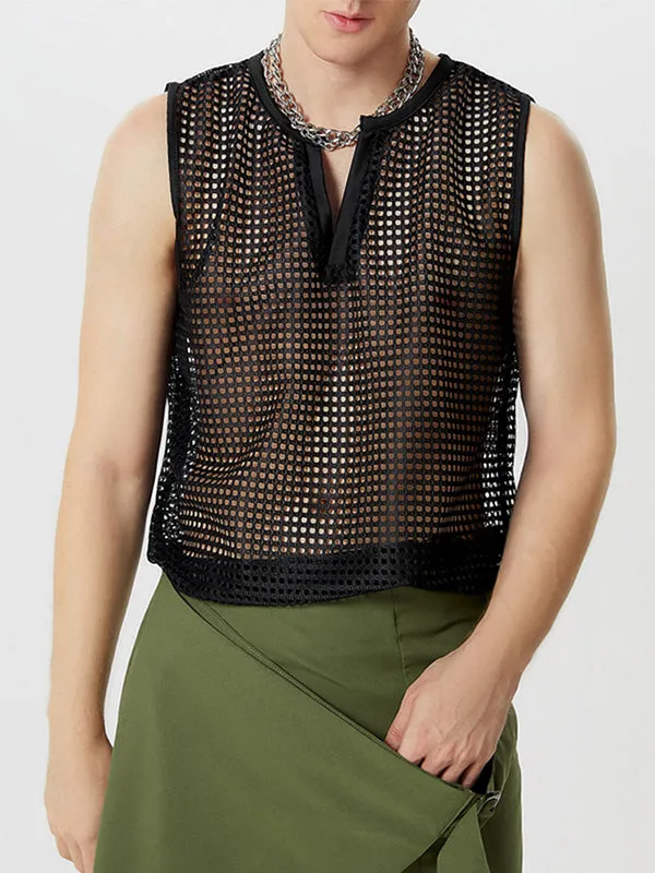 Mens Mesh See Through Sleeveless Vest SKUK51021 sold by Incerunmen