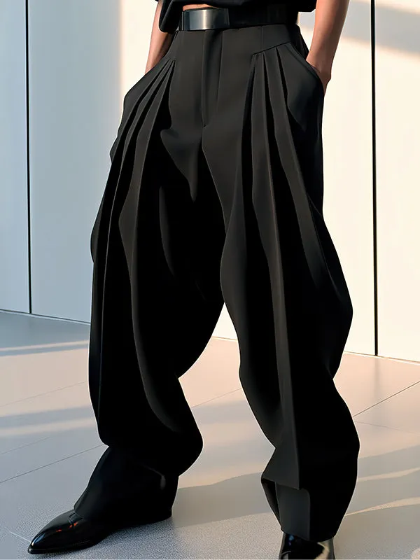 Mens Solid Color Pleated Casual Pants SKUK51168 sold by Incerunmen