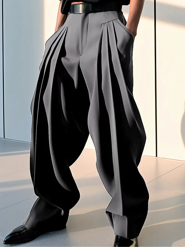 Mens Solid Color Pleated Casual Pants SKUK51168 sold by Incerunmen product image thumbnail 4